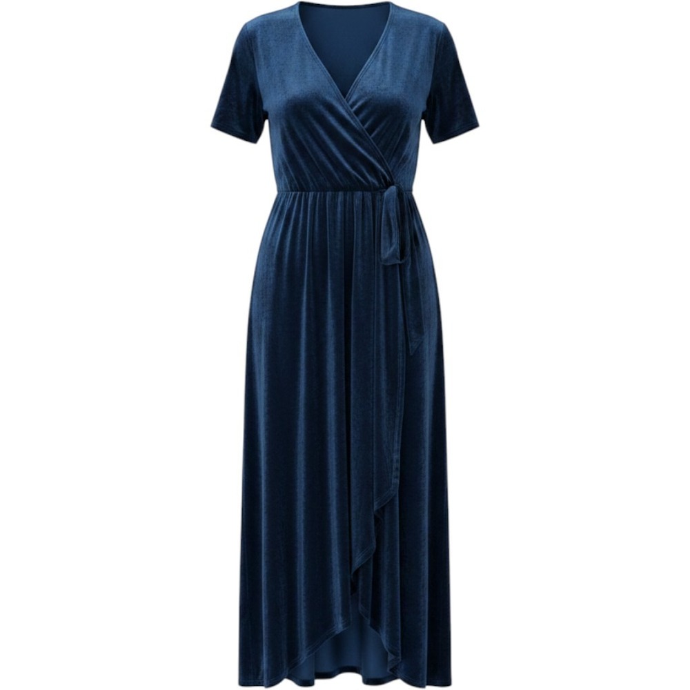 Baltic Born Velvet Wrap Maxi Blue 3XL Bridesmaid Autumn‎ Wedding Guest Dress